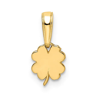 14k Yellow Gold and White Rhodium Diamond-cut 4 Leaf Clover Pendant