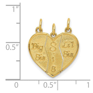 14k Yellow Gold 3 Piece Break-Apart Big Sis, Sis and Lil Sis Charm