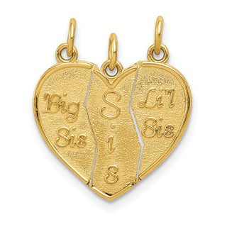 14k Yellow Gold 3 Piece Break-Apart Big Sis, Sis and Lil Sis Charm