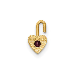 14k Yellow Gold January Simulated Birthstone Heart Charm