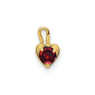 14k Yellow Gold January Simulated Birthstone Heart Charm