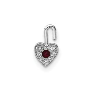 14k White Gold January Simulated Birthstone Heart Charm
