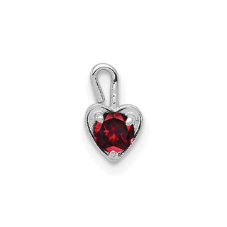 14k White Gold January Simulated Birthstone Heart Charm