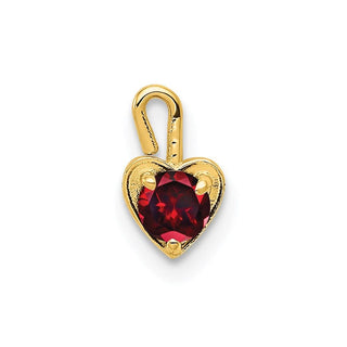 14k Yellow Gold January Simulated Birthstone Heart Charm