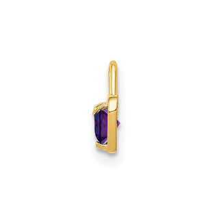 14k Yellow Gold February Simulated Birthstone Heart Charm