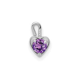 14k White Gold February Simulated Birthstone Heart Charm