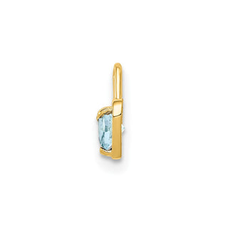 14k Yellow Gold March Simulated Birthstone Heart Charm