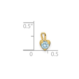 14k Yellow Gold March Simulated Birthstone Heart Charm