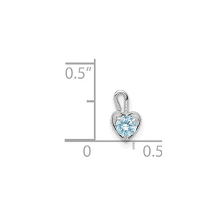 14k White Gold March Simulated Birthstone Heart Charm