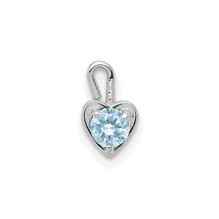 14k White Gold March Simulated Birthstone Heart Charm