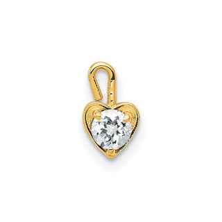 14k Yellow Gold April Simulated Birthstone Heart Charm