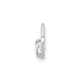 14k White Gold April Simulated Birthstone Heart Charm