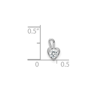 14k White Gold April Simulated Birthstone Heart Charm