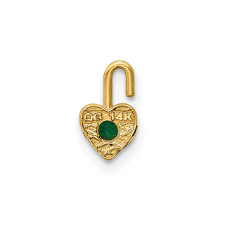 14k Yellow Gold May Simulated Birthstone Heart Charm