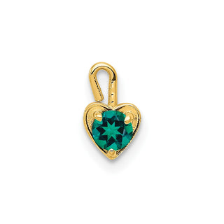 14k Yellow Gold May Simulated Birthstone Heart Charm