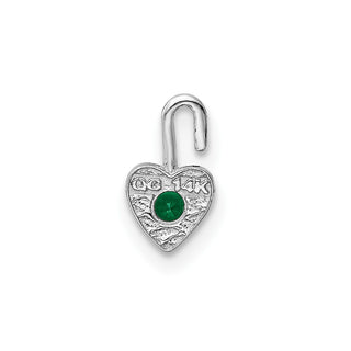 14k White Gold May Simulated Birthstone Heart Charm