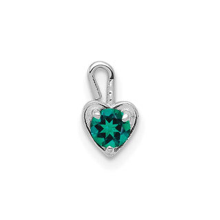 14k White Gold May Simulated Birthstone Heart Charm