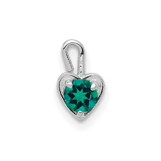 14k White Gold May Simulated Birthstone Heart Charm