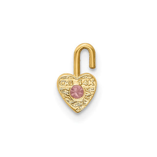 14k Yellow Gold October Simulated Birthstone Heart Charm