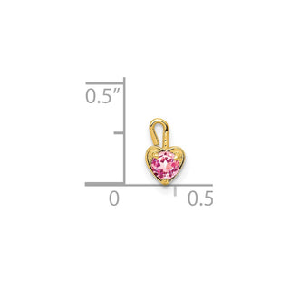 14k Yellow Gold October Simulated Birthstone Heart Charm
