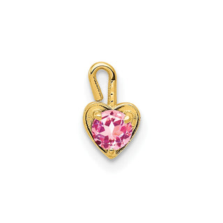 14k Yellow Gold October Simulated Birthstone Heart Charm
