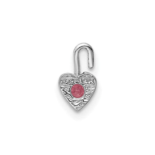 14k White Gold October Simulated Birthstone Heart Charm