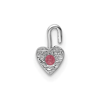 14k White Gold October Simulated Birthstone Heart Charm