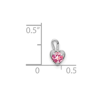 14k White Gold October Simulated Birthstone Heart Charm