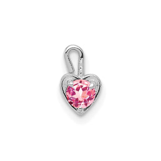 14k White Gold October Simulated Birthstone Heart Charm