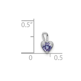 14k White Gold June Simulated Birthstone Heart Charm