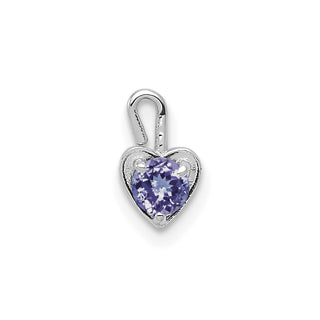 14k White Gold June Simulated Birthstone Heart Charm