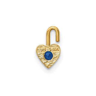 14k Yellow Gold September Simulated Birthstone Heart Charm
