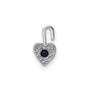 14k White Gold September Simulated Birthstone Heart Charm