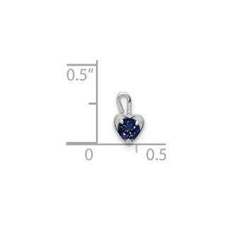 14k White Gold September Simulated Birthstone Heart Charm