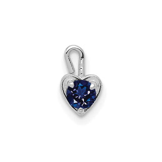 14k White Gold September Simulated Birthstone Heart Charm