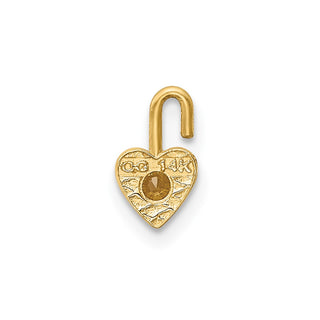 14k Yellow Gold November Simulated Birthstone Heart Charm