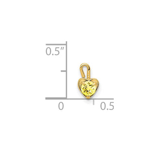 14k Yellow Gold November Simulated Birthstone Heart Charm