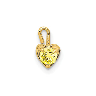 14k Yellow Gold November Simulated Birthstone Heart Charm