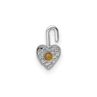 14k White Gold November Simulated Birthstone Heart Charm