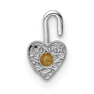 14k White Gold November Simulated Birthstone Heart Charm