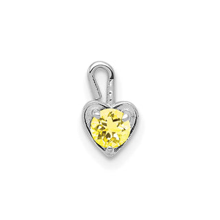 14k White Gold November Simulated Birthstone Heart Charm