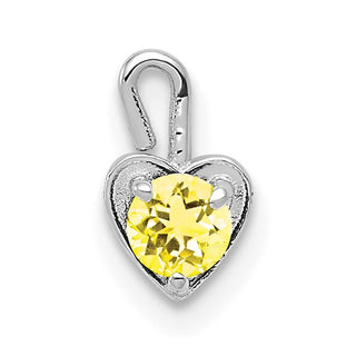 14k White Gold November Simulated Birthstone Heart Charm