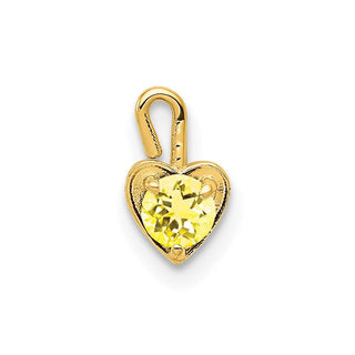 14k Yellow Gold November Simulated Birthstone Heart Charm