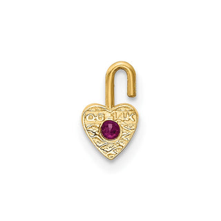 14k Yellow Gold July Simulated Birthstone Heart Charm
