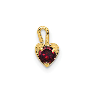 14k Yellow Gold July Simulated Birthstone Heart Charm