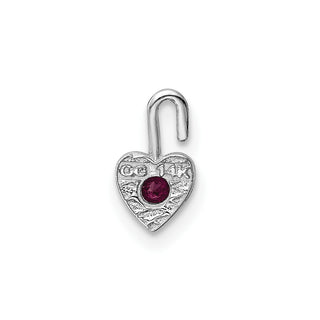 14k White Gold July Simulated Birthstone Heart Charm