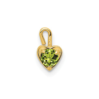 14k Yellow Gold August Simulated Birthstone Heart Charm