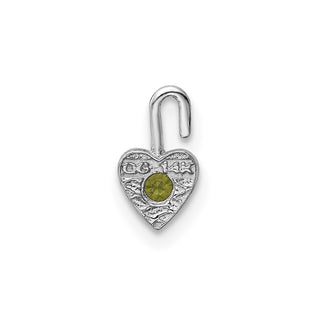 14k White Gold August Simulated Birthstone Heart Charm