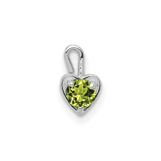 14k White Gold August Simulated Birthstone Heart Charm