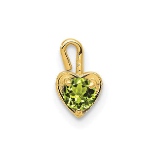 14k Yellow Gold August Simulated Birthstone Heart Charm